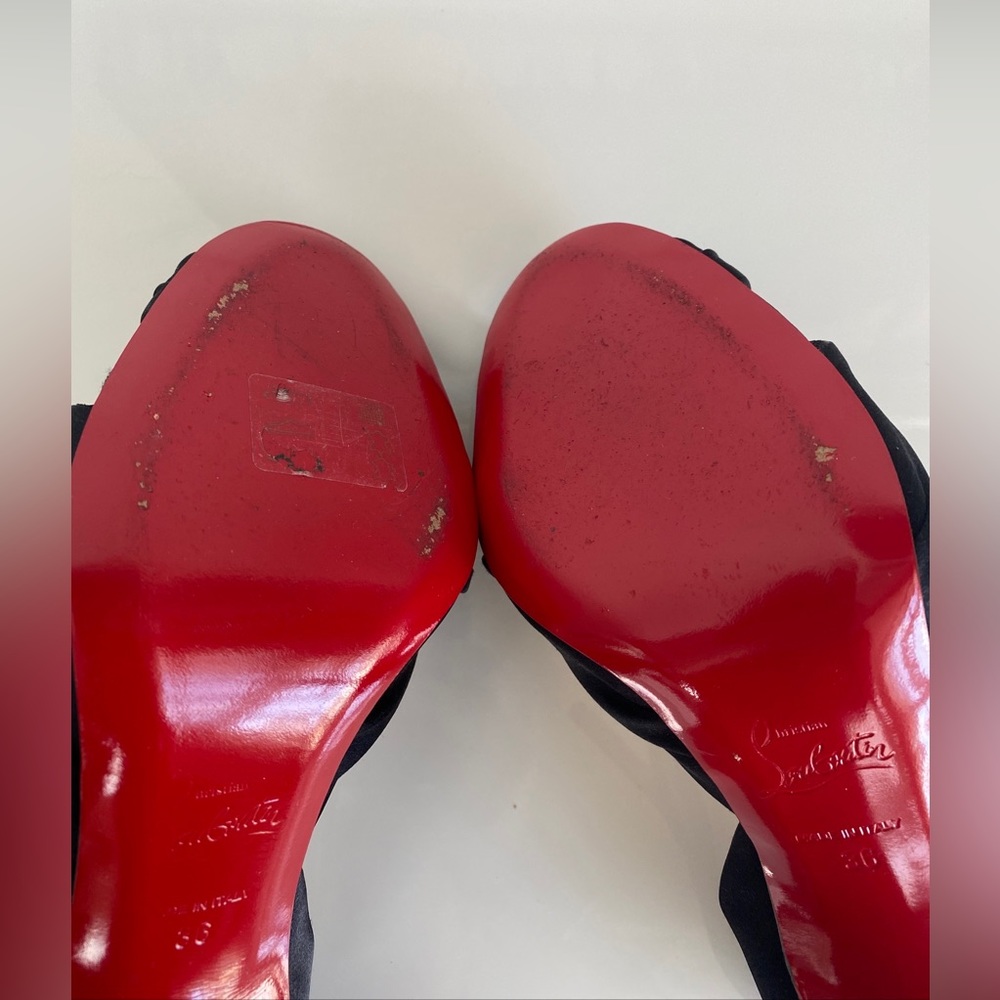 Christian Louboutin Black Satin Tres Ophrah 100 Stiletto Heels Pumps size 36 - Picture 15 of 17